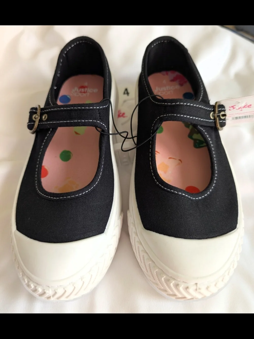 Justice Black Canvas Mary Jane Sneakers for Girls Size 5